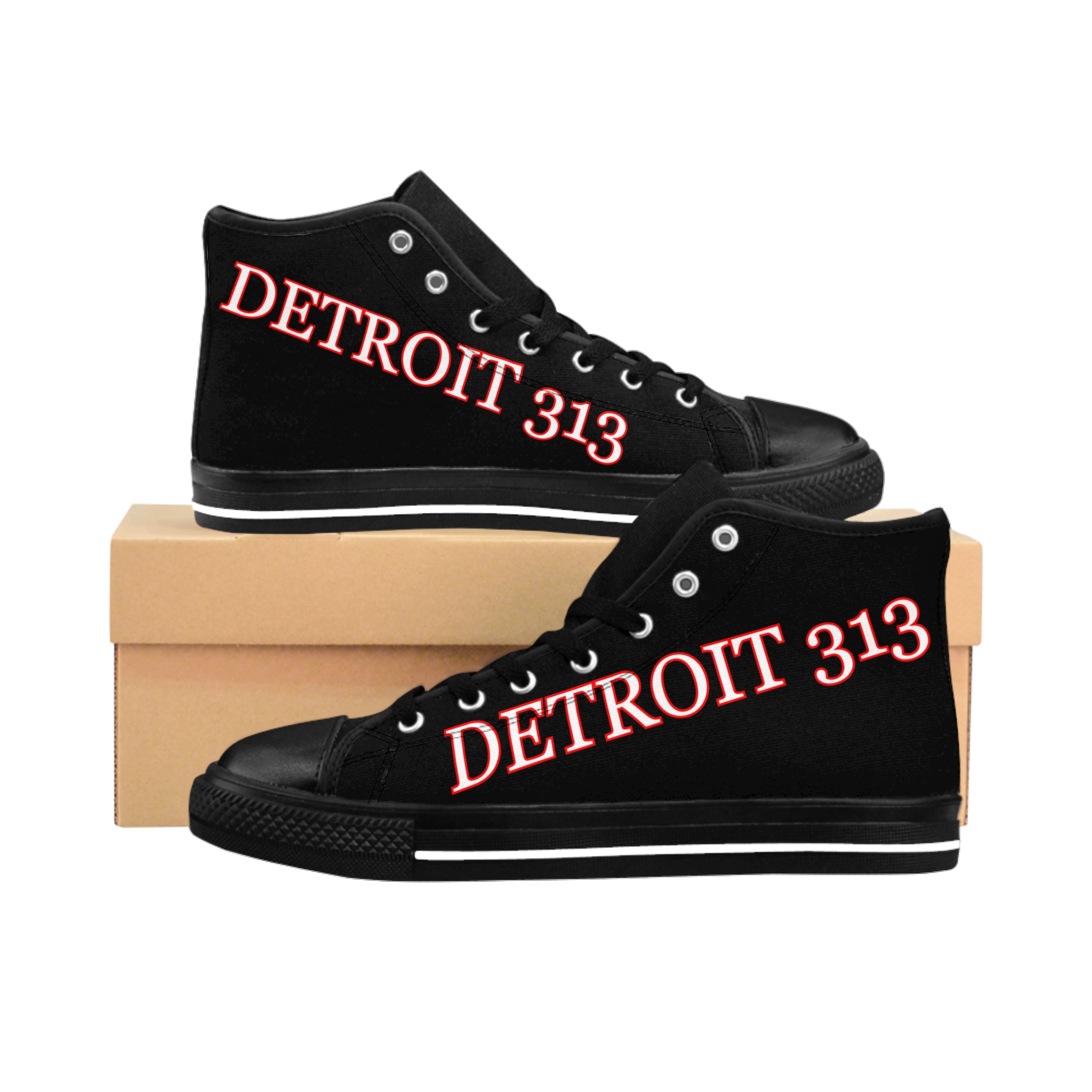 Detroit 313 Black High-Top Sneakers